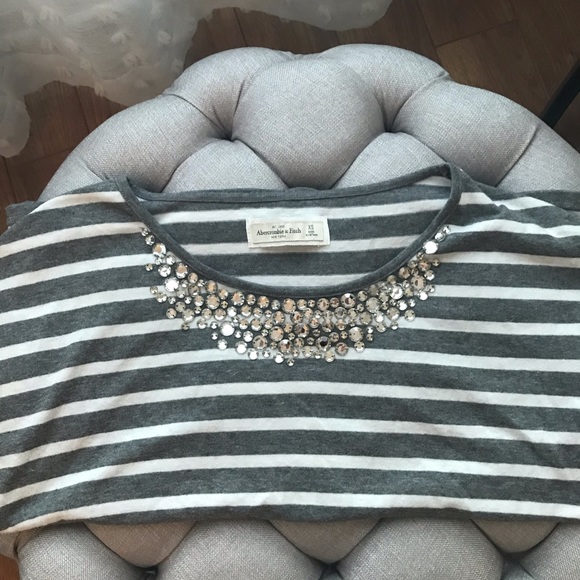 Abercrombie & Fitch Rhinestone Collar Striped Top - Picture 2 of 3